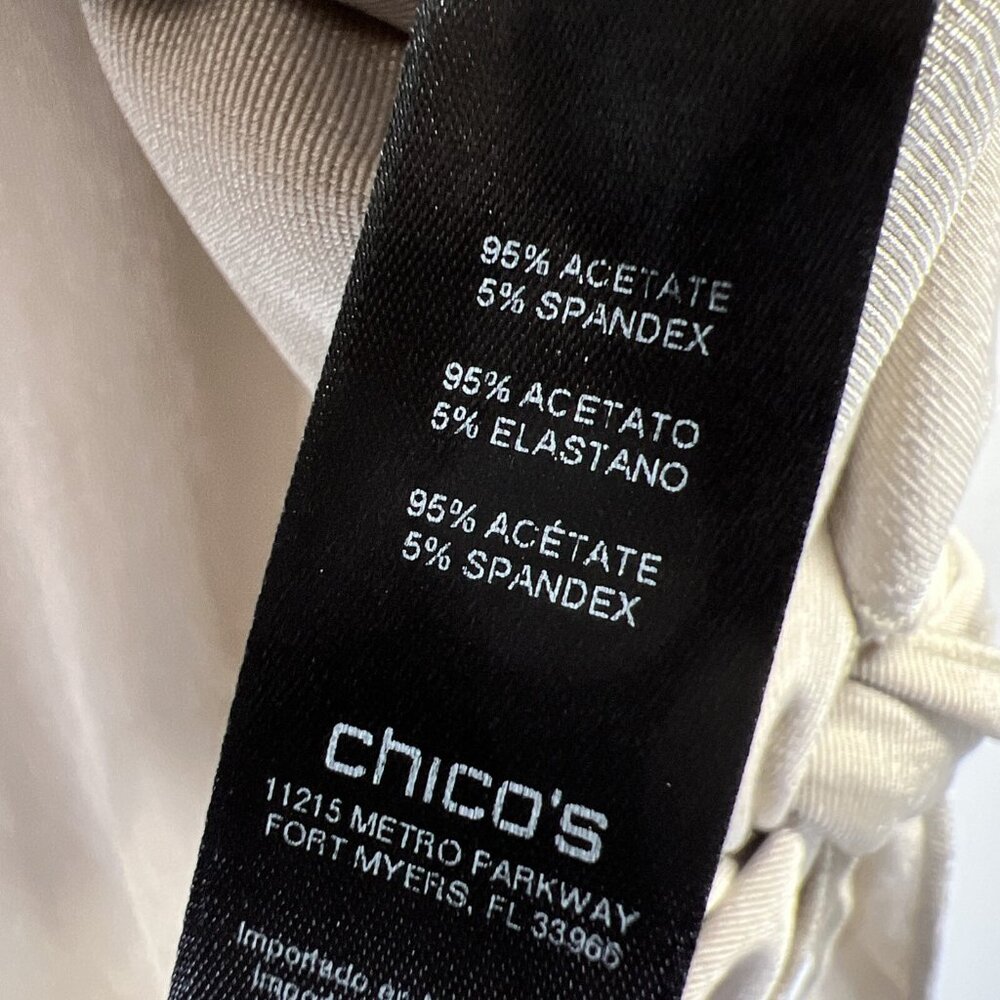 Chicos Women's Travelers Top Size Large Beige Minimalist Loganlook Oversized Tie - Picture 5 of 9